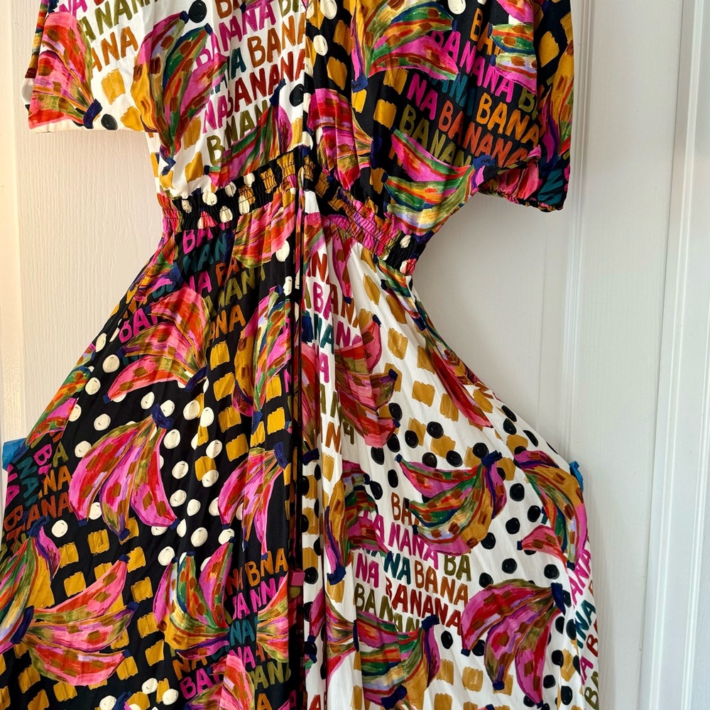 FARM Rio Colorful Banana Print Maxi Dress
